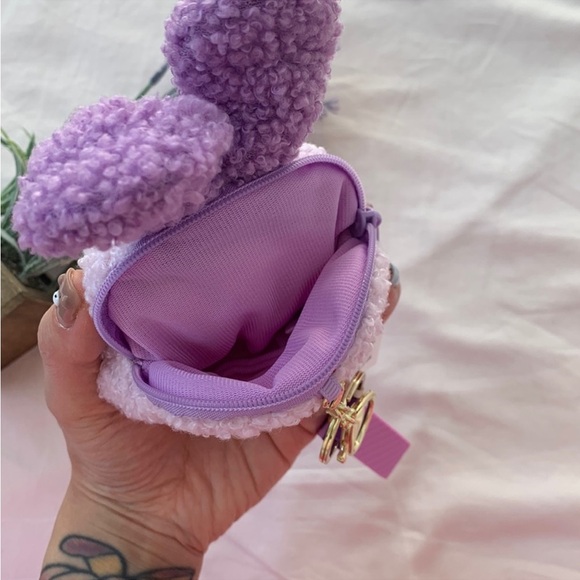 NWT Sherpa bunny coin pouch/keychain/bag charm, OS, purple - Picture 2 of 8